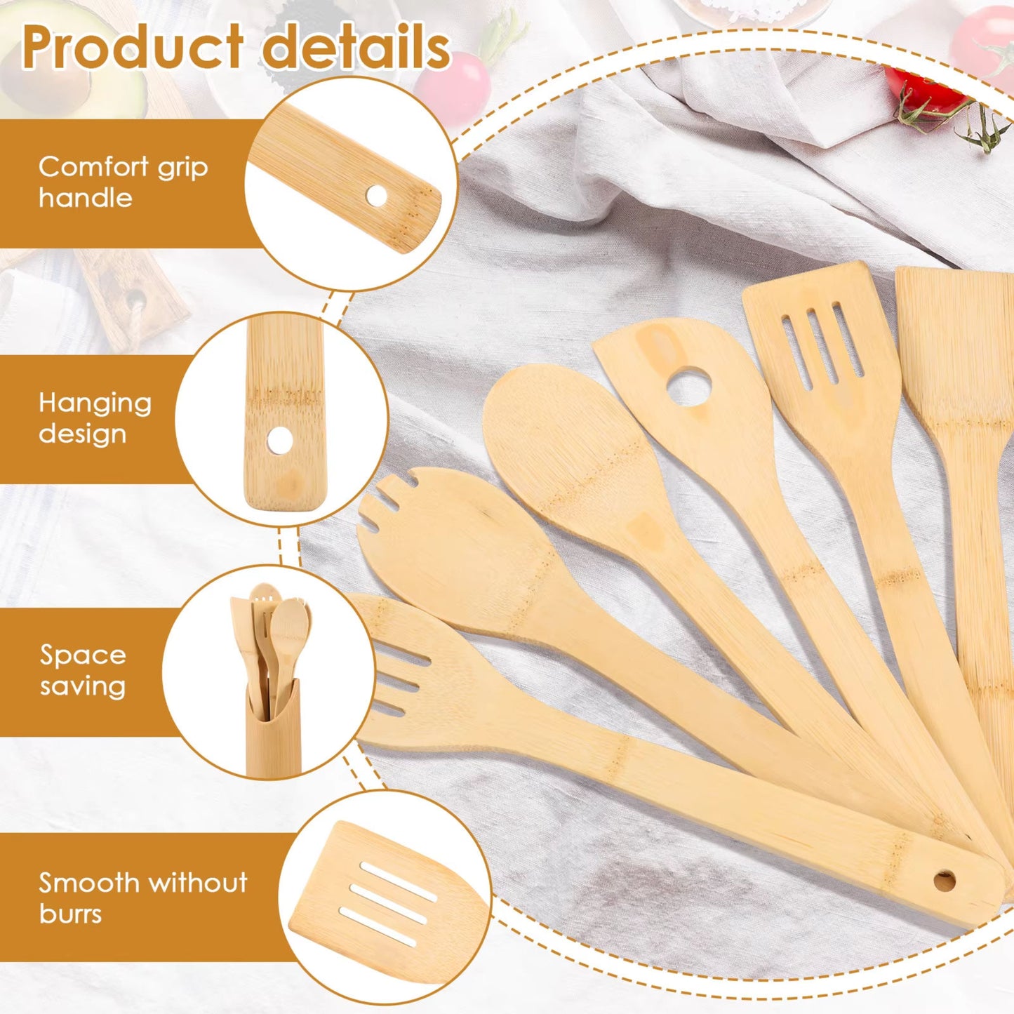 EcoCraft BambooChef Slotted Spoon & Utensil Set